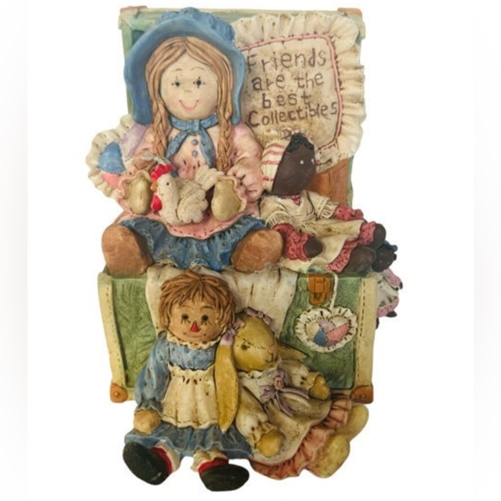 Vintage Christmas Ornament “Friends Are The Best Collectibles Rag Doll Toy Chest